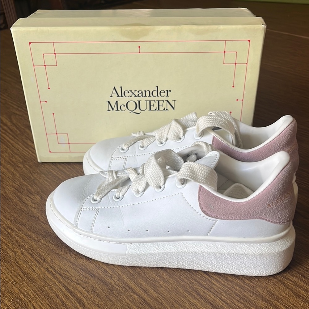 Alexander McQueen White Sneakers with Pink Detail